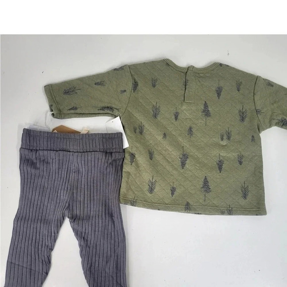 😍New! Baby 2pc Quilted Pullover & Leggings Set, Green- Boy or Girl Unisex - Picture 4 of 10